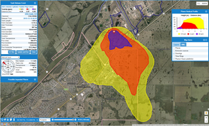 Dynamic plume model on a map predicts chemical leak rate and direction